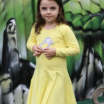 detské točivé šaty s nášivkou vtáčika